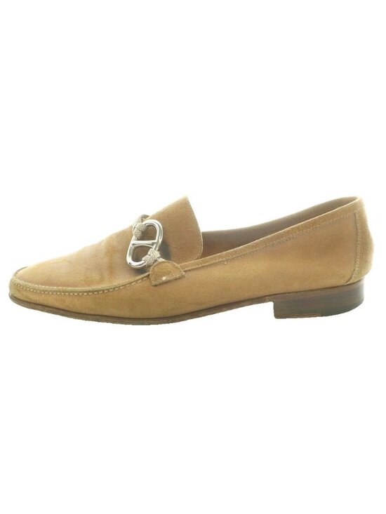 Hermes Suede Loafers Chaine D\'ancre Round Toe Lo Heels 42 Beige SS main image 5